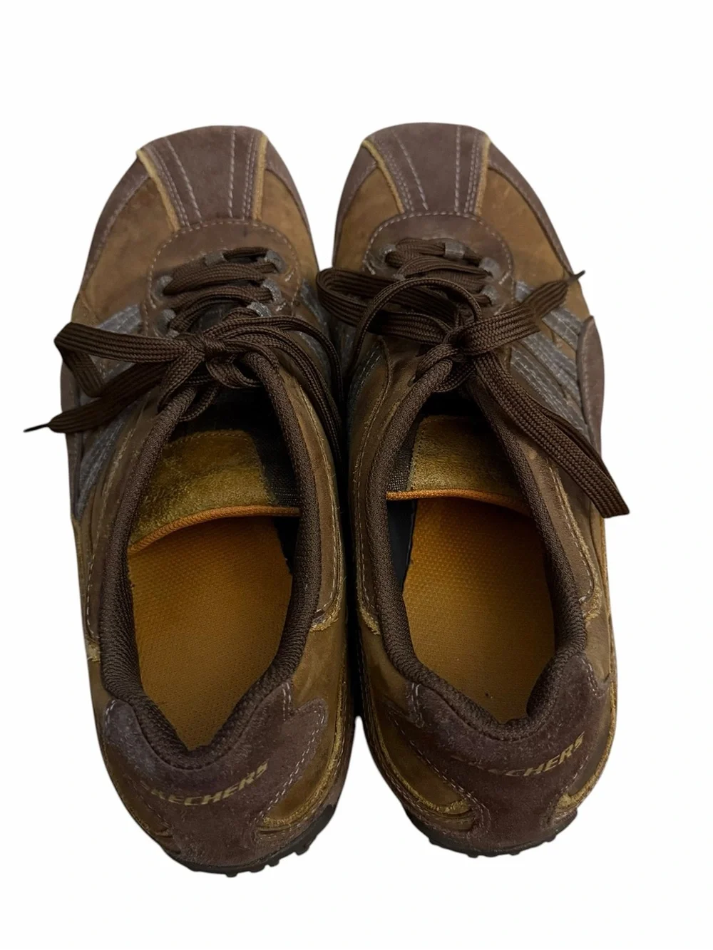 Skechers Men's Brown and Dark Brown Lace-Up Athletic Sneakers